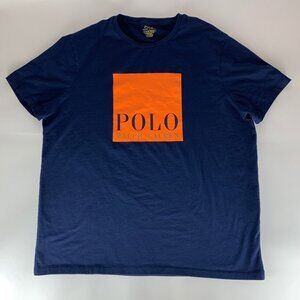 Polo Ralph Lauren Navy Blue Orange Short Sleeve Crewneck Shirt Mens XL